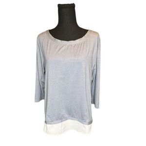 Columbia PFG Size Med Women Blue/White Athletic OmniWick 3/4 Sleeve Shirt 0153